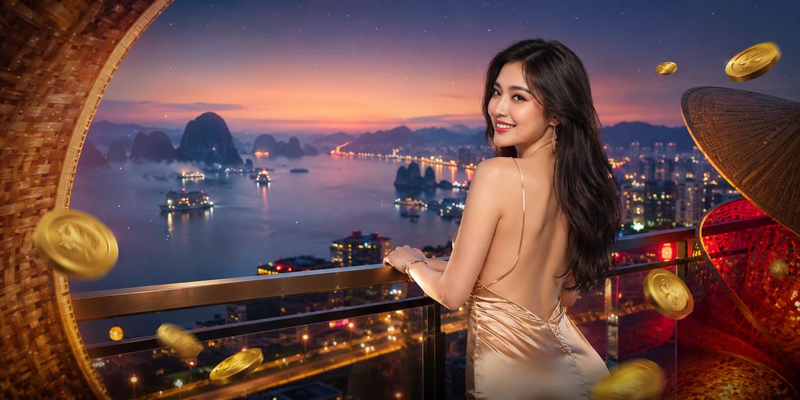 Vịnh Hạ Long với người dùng đội nón lá trải nghiệm casino trực tuyến an toàn trên thiết bị di động