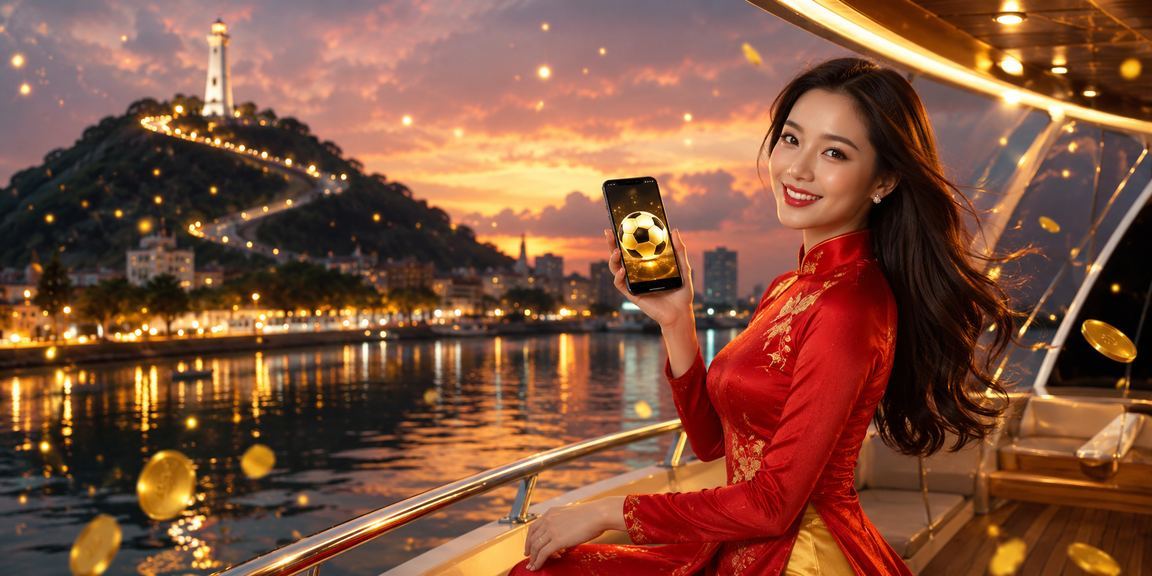 Người dùng Vũng Tàu trong trang phục áo dài xem cá cược bóng đá trên điện thoại